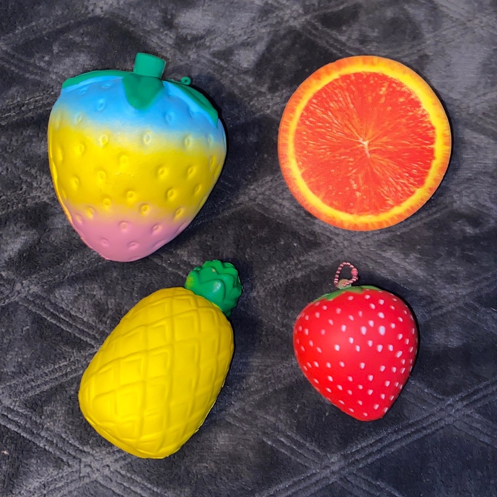 4-Pack of Fruit Squishies (orange, pineapple, and strawberry)